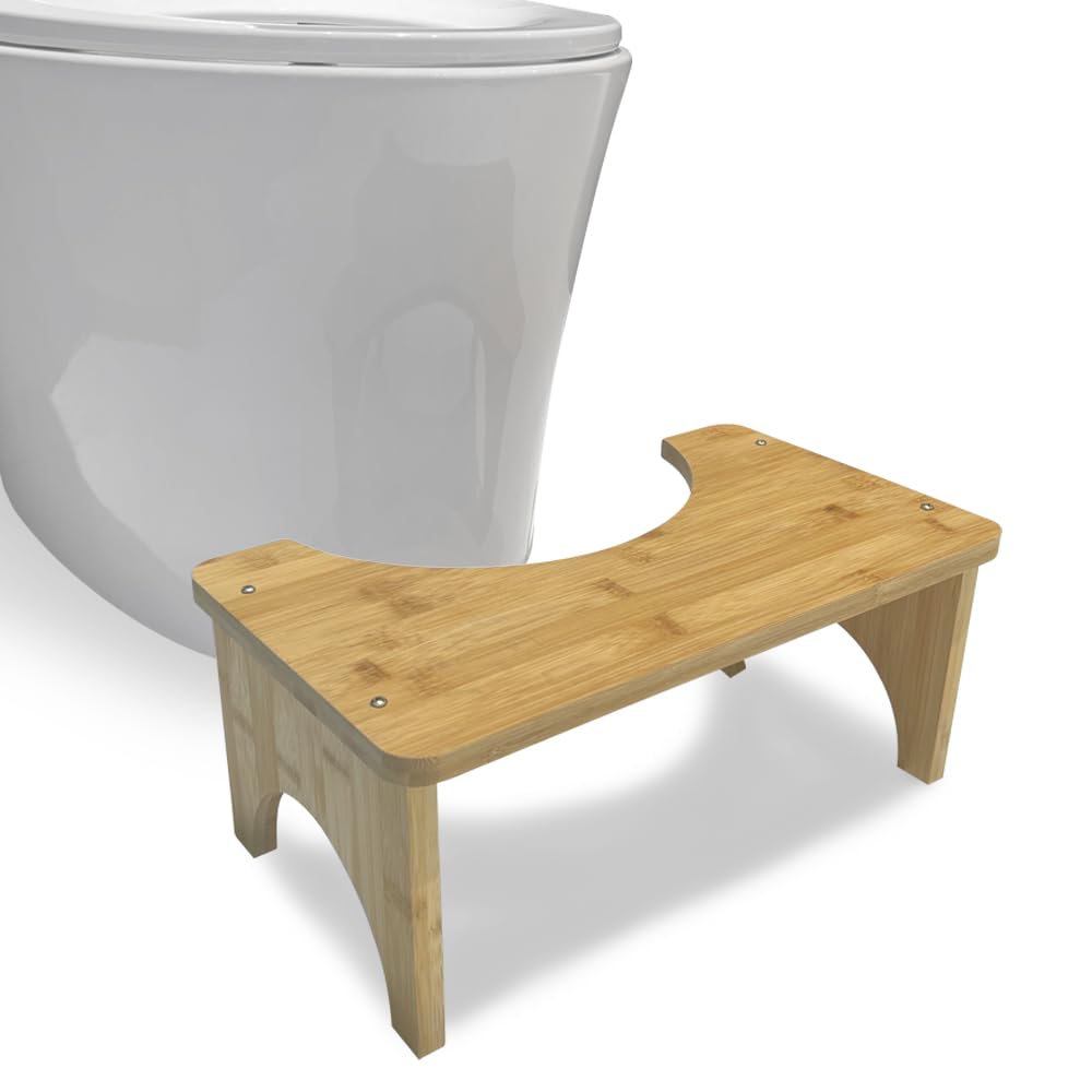 Bamboo Toilet Stool with Non-Slip Mat for Healthier Elimination